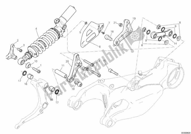 Todas as partes de Amortecedor Traseiro do Ducati Superbike 1199 Panigale 2012